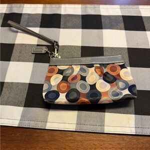 Coach Circle Pattern Wristlet in Blue and Brown